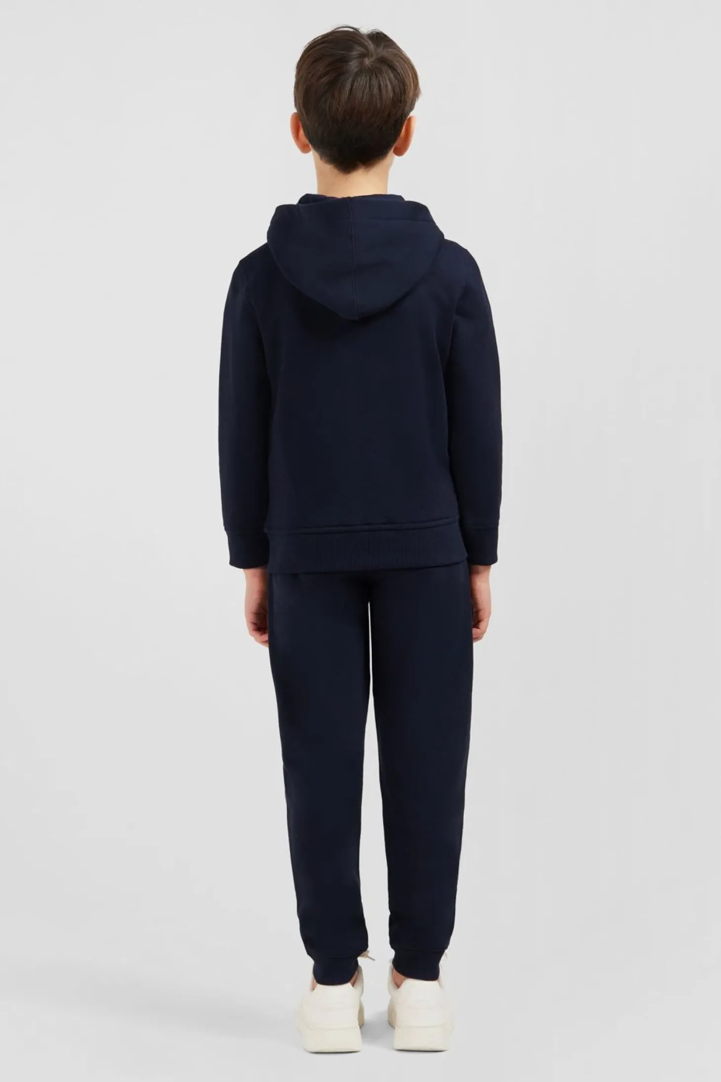 Sweatshirt A Capuche Zippe Marine En Molleton Coton