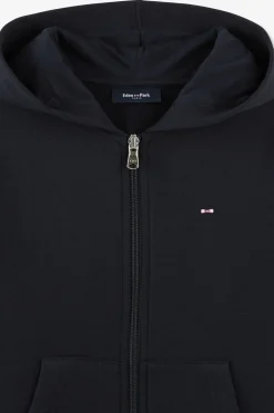 Sweatshirt A Capuche Zippe Marine En Molleton Coton