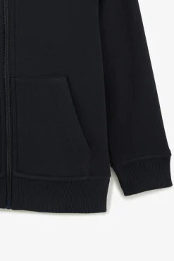 Sweatshirt A Capuche Zippe Marine En Molleton Coton