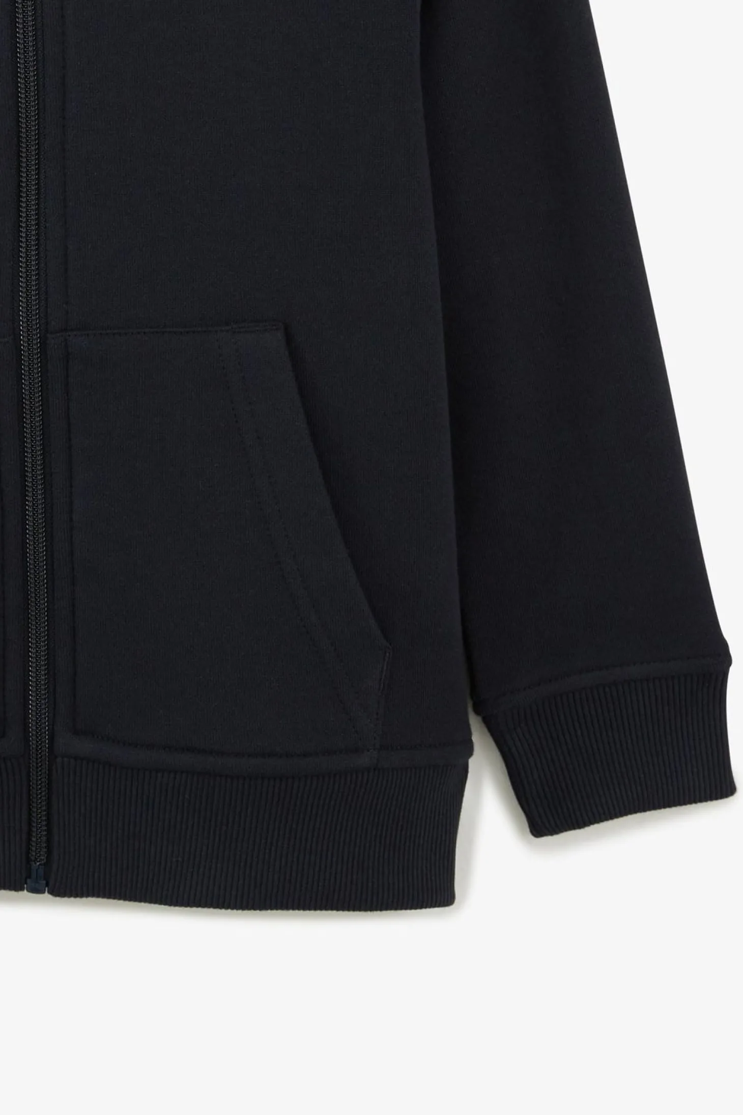 Sweatshirt A Capuche Zippe Marine En Molleton Coton