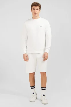 Sweatshirt A Col Rond En Molleton Blanc Embleme Noeud Papillon