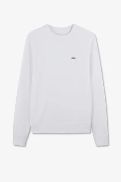 Sweatshirt A Col Rond En Molleton Blanc Embleme Noeud Papillon