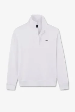 Sweatshirt Blanc Col Polo En Coton