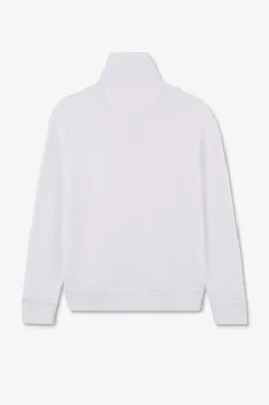 Sweatshirt Blanc Col Polo En Coton