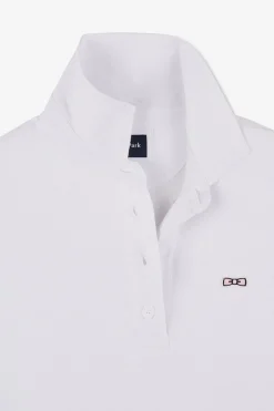 Sweatshirt Blanc Col Polo En Coton