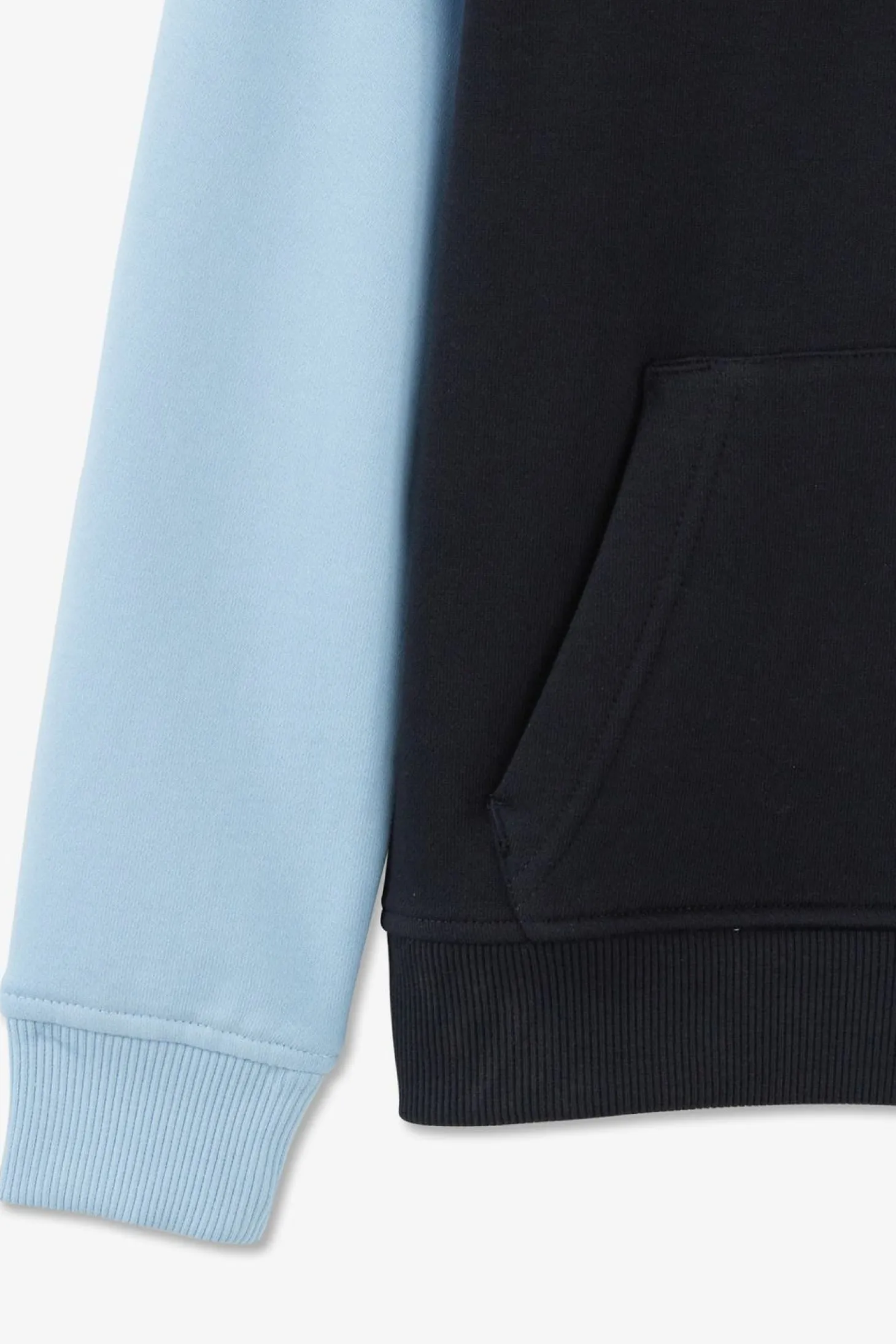 Sweatshirt Col Polo Marine Manches Bicolores En Coton