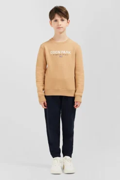 Sweatshirt Col Rond French Flair Beige En Molleton Coton