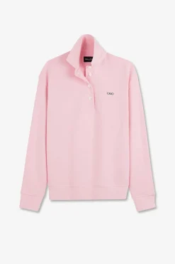 Sweatshirt Rose Col Polo En Coton