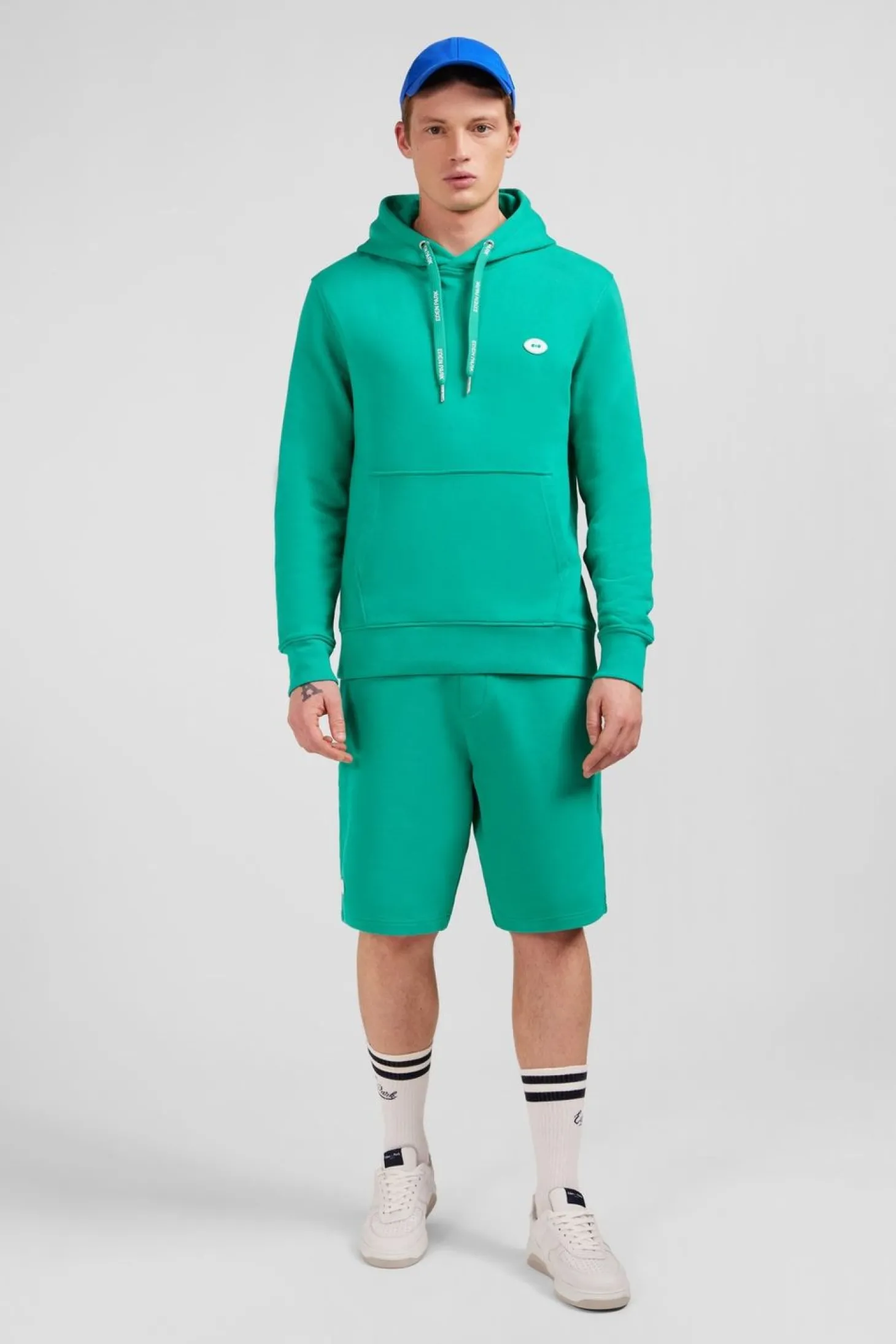Sweat Vert Uni A Capuche