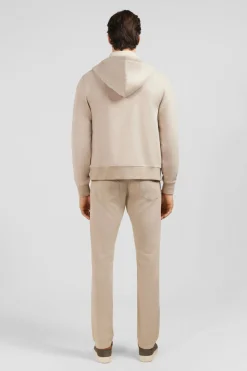 Sweat Zippe A Capuche Beige