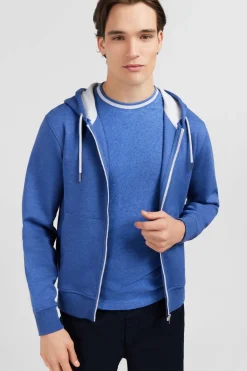 Sweat Zippe Bleu A Capuche