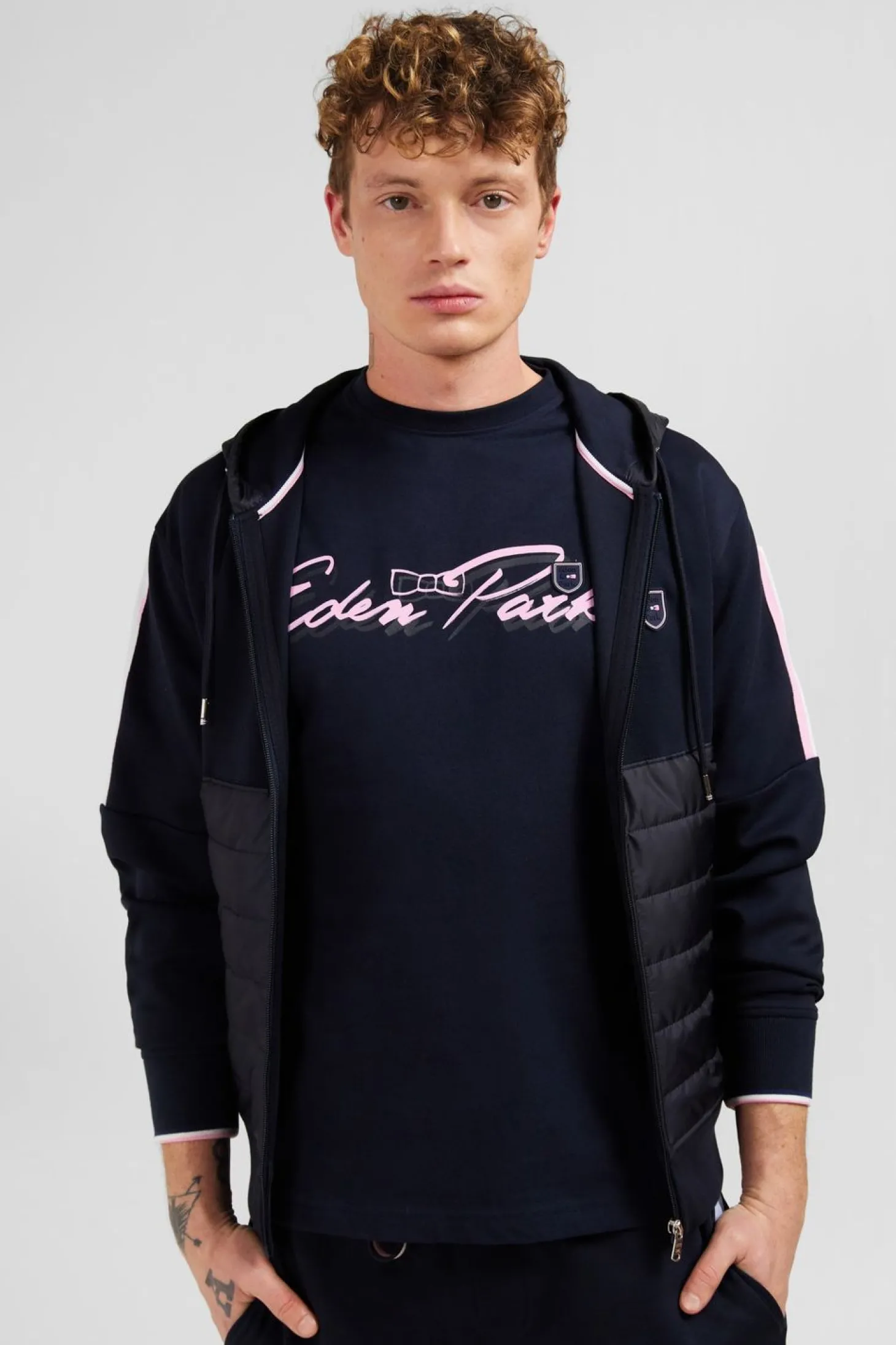 Sweat Zippe Bleu Marine A Capuche