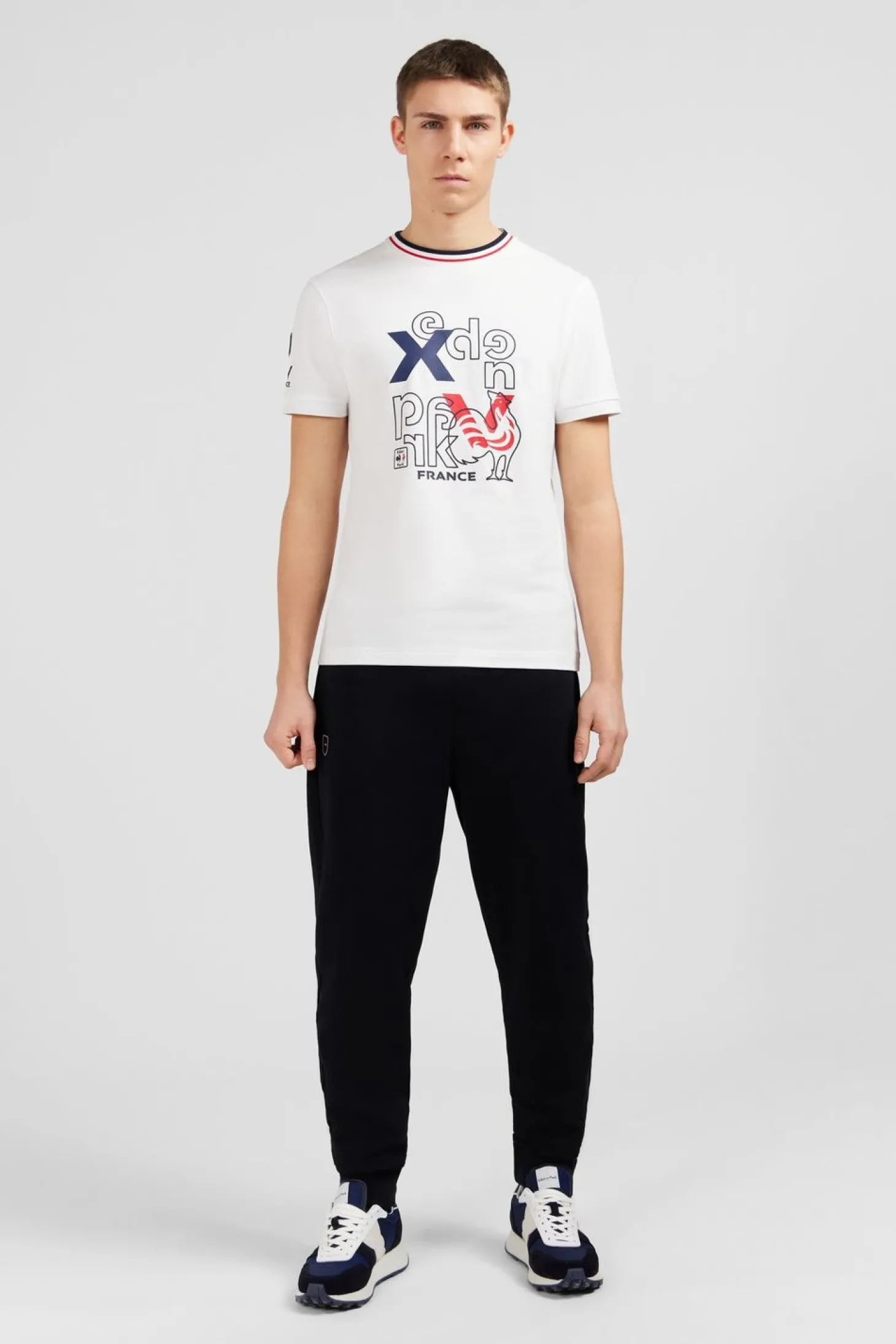 T-Shirt A Manches Courtes Blanc Imprime Xv De France