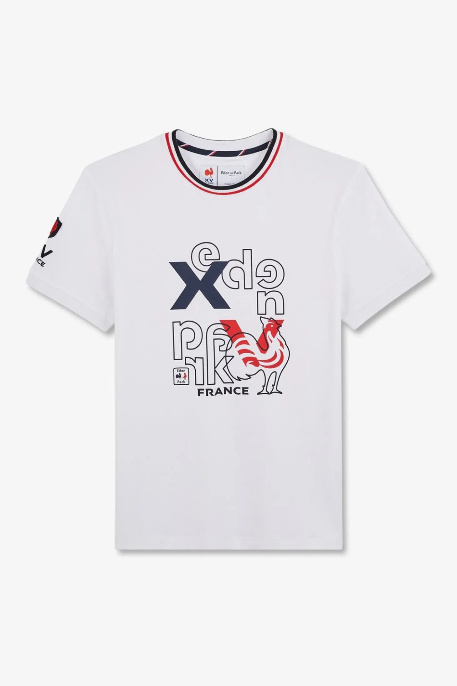 T-Shirt A Manches Courtes Blanc Imprime Xv De France