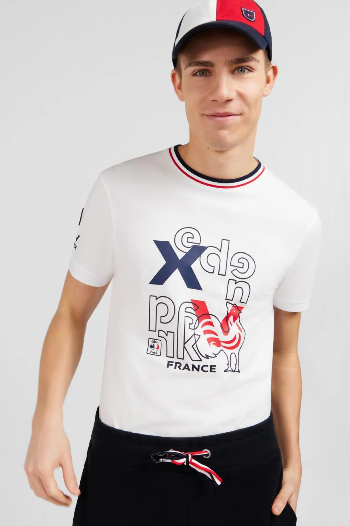 T-Shirt A Manches Courtes Blanc Imprime Xv De France