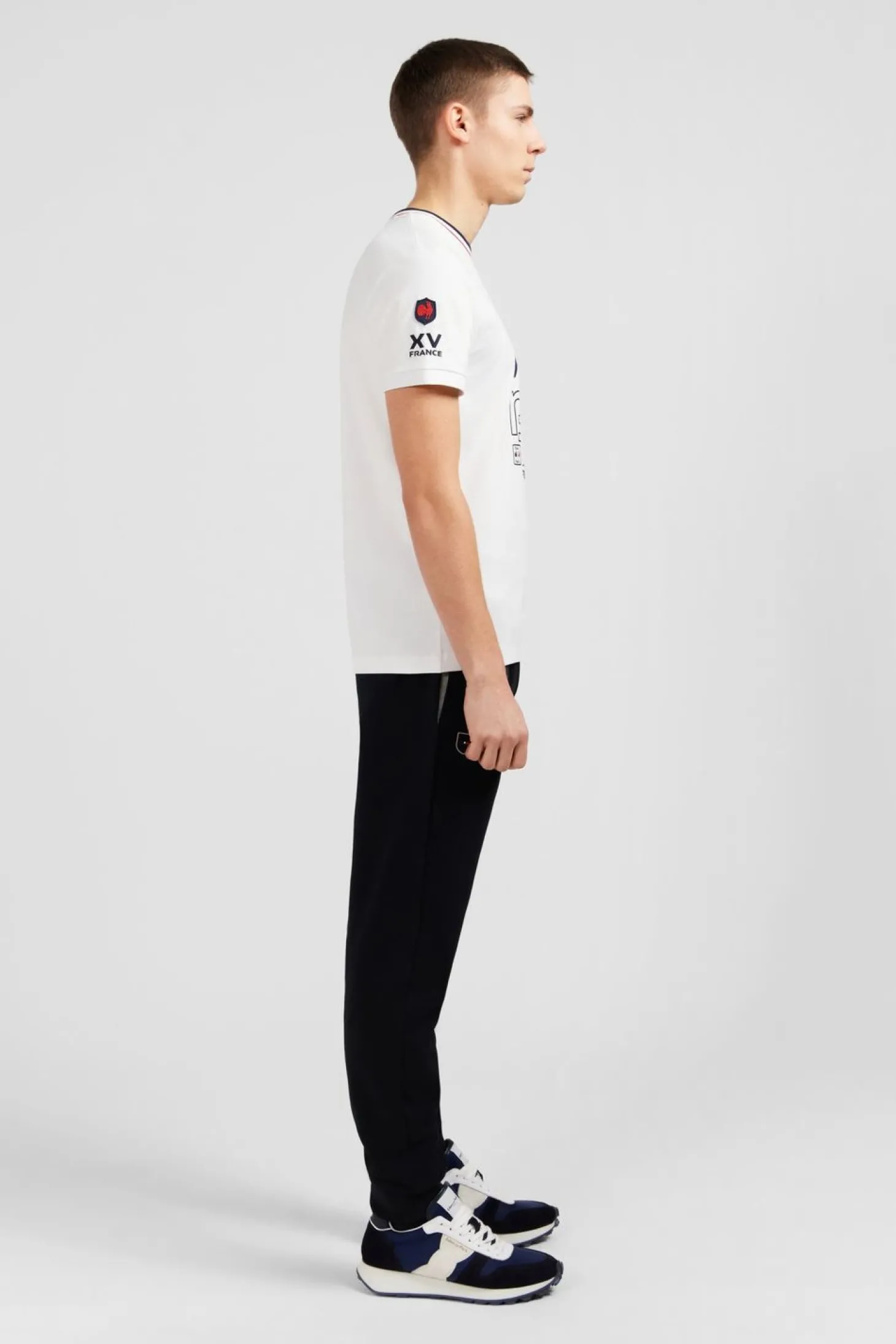T-Shirt A Manches Courtes Blanc Imprime Xv De France
