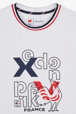 T-Shirt A Manches Courtes Blanc Imprime Xv De France