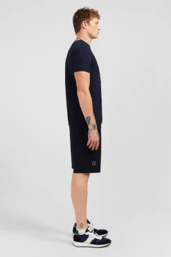T-Shirt A Manches Courtes Bleu Marine Imprime