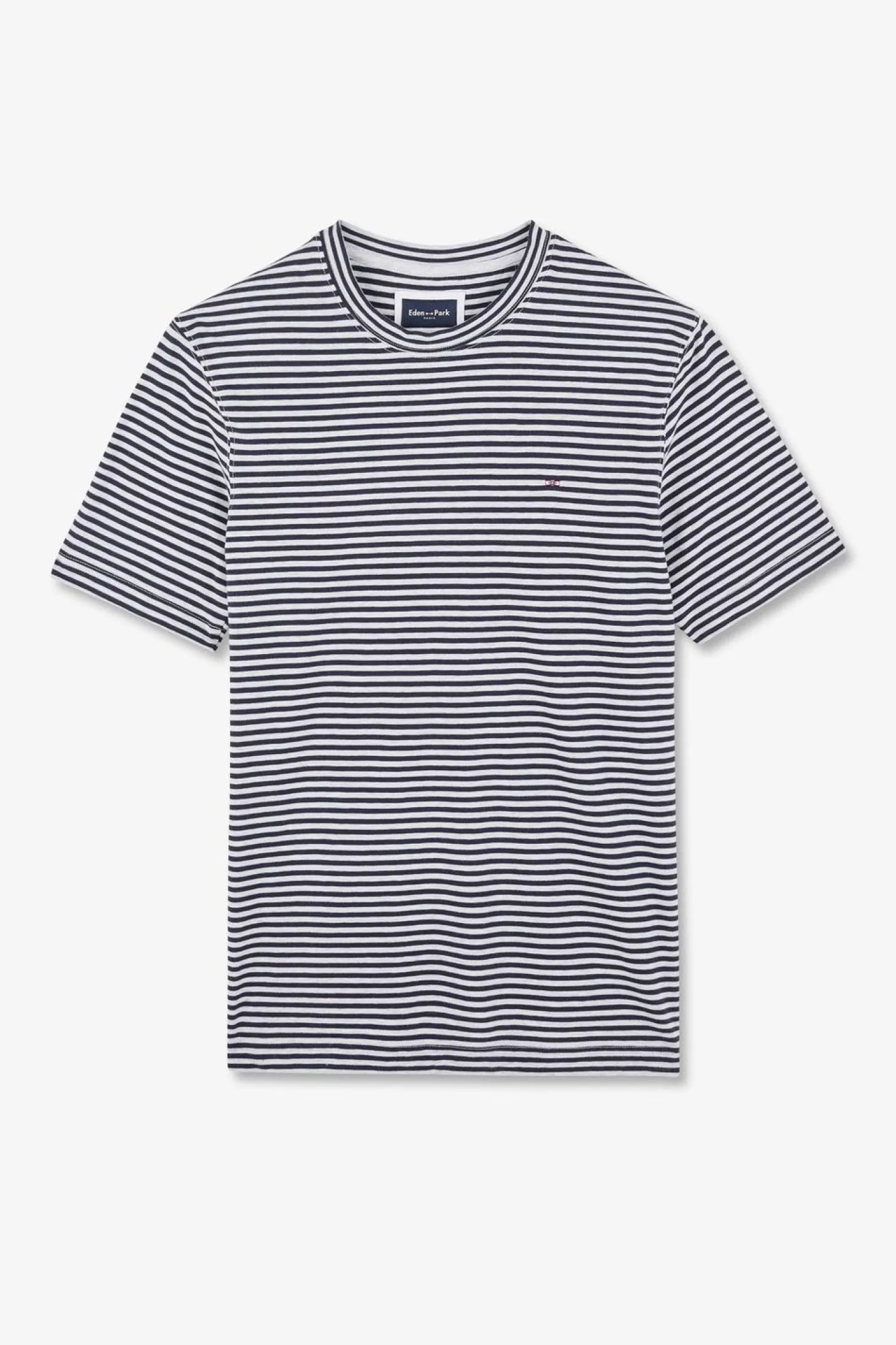 T-Shirt A Manches Courtes Raye Bleu Fonce