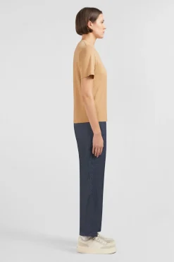T-Shirt Beige Uni A Manches Courtes