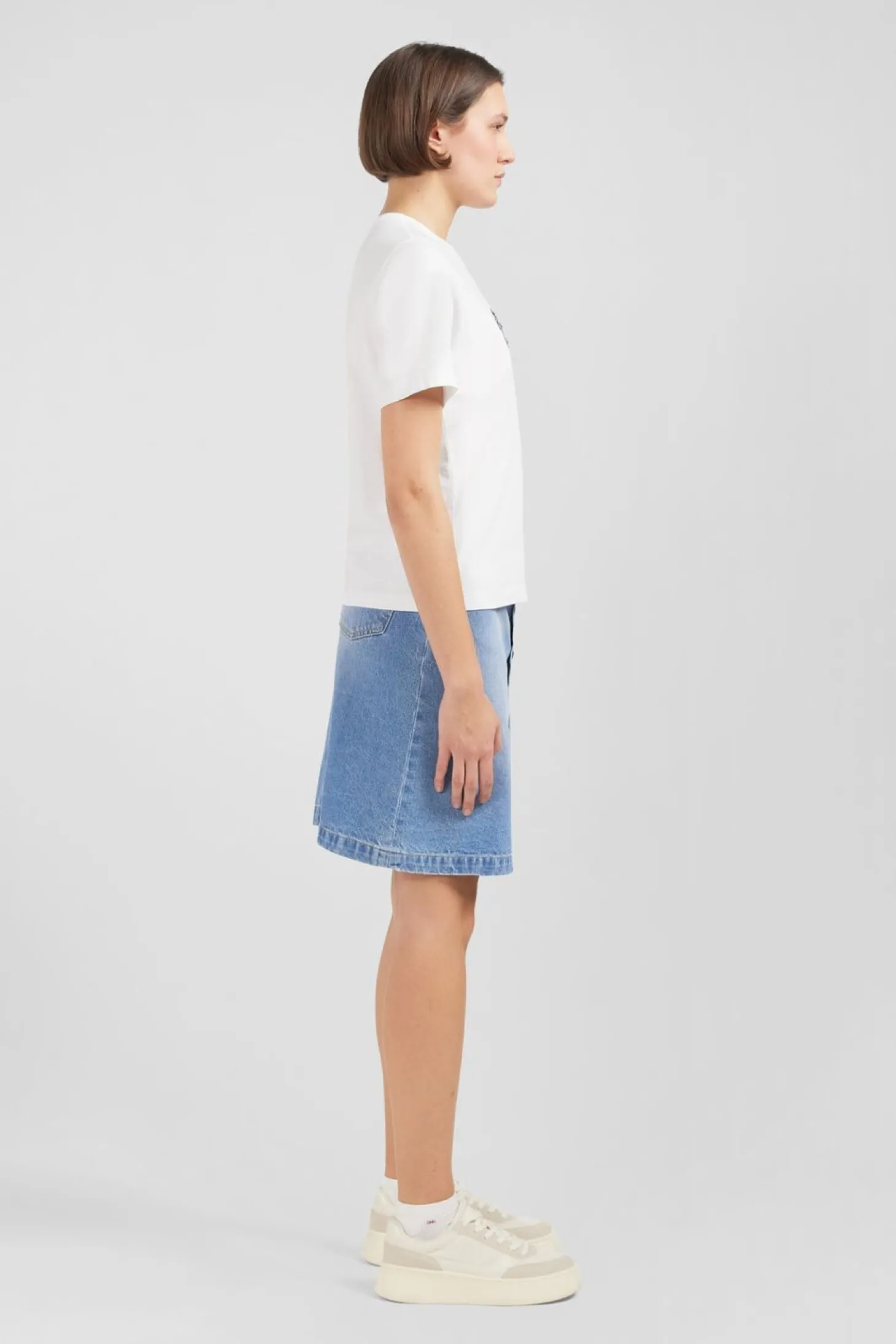 T-Shirt Blanc A Broderies Eden Park Fleuries