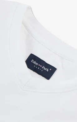 T-Shirt Blanc Col V A Manches Courtes