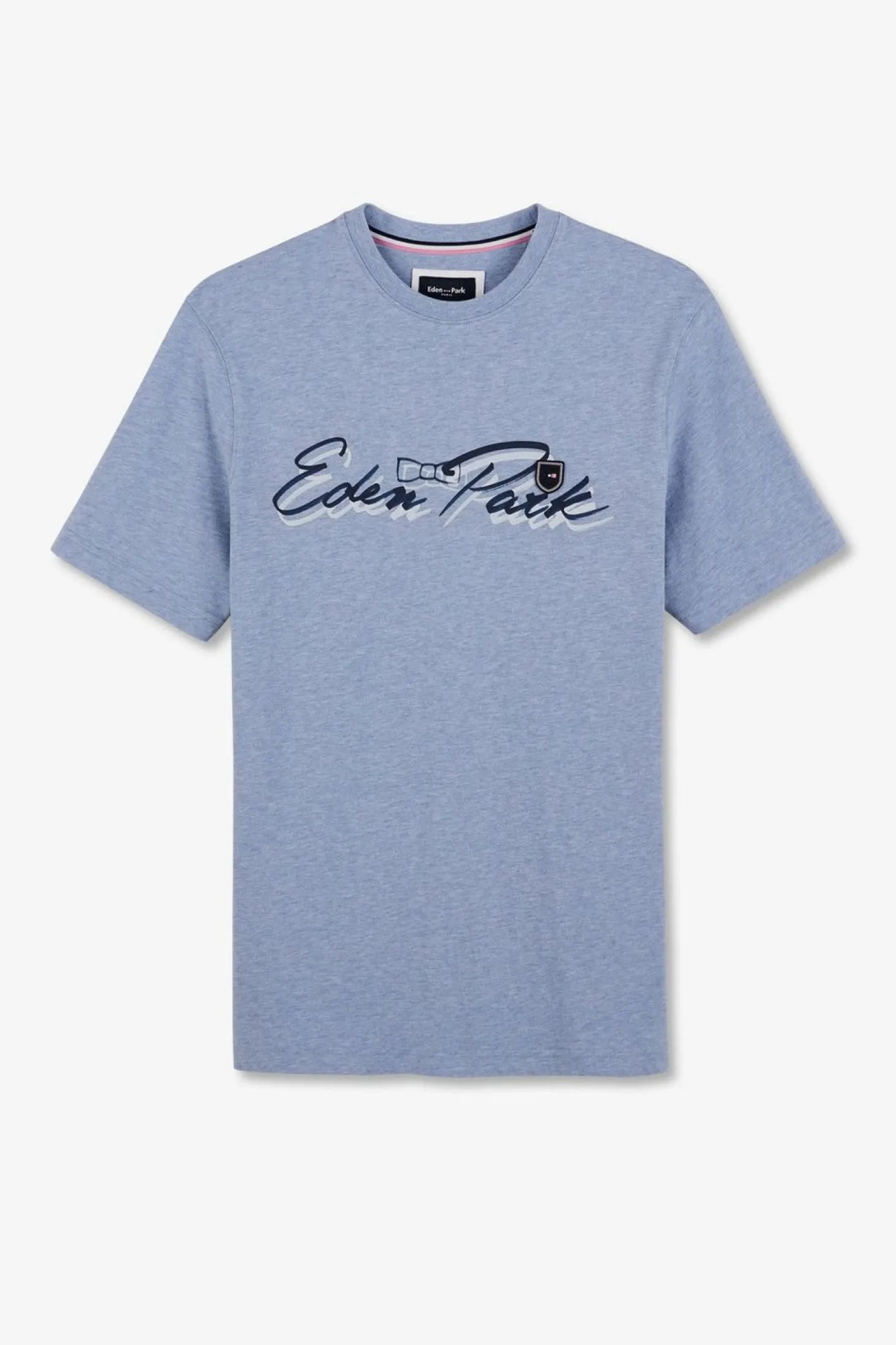 T-Shirt Bleu Clair A Double Inscription Eden Park