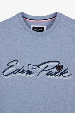 T-Shirt Bleu Clair A Double Inscription Eden Park
