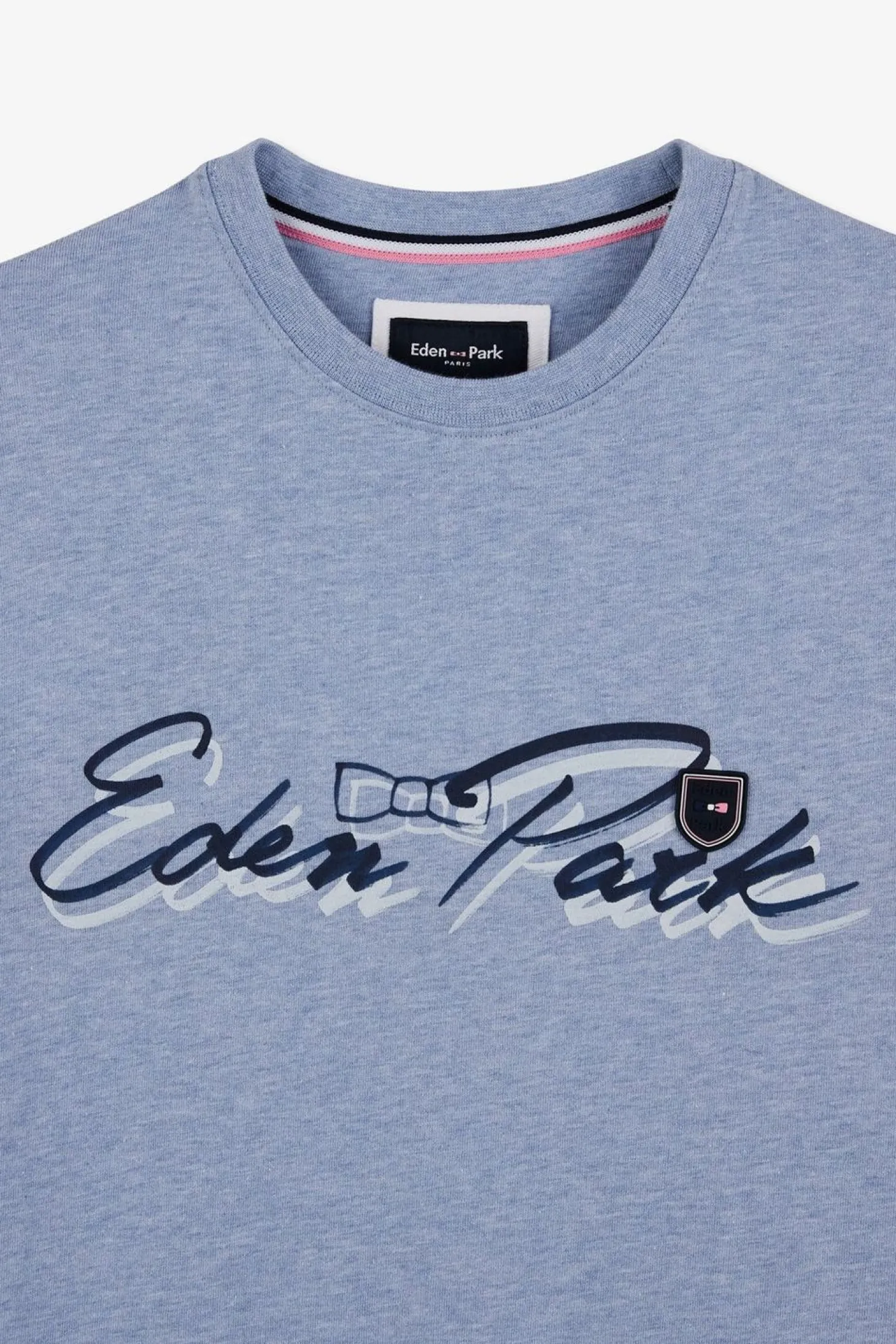 T-Shirt Bleu Clair A Double Inscription Eden Park