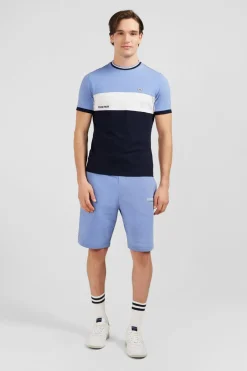 T-Shirt Bleu Colorblock A Manches Courtes