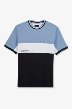 T-Shirt Bleu Colorblock A Manches Courtes