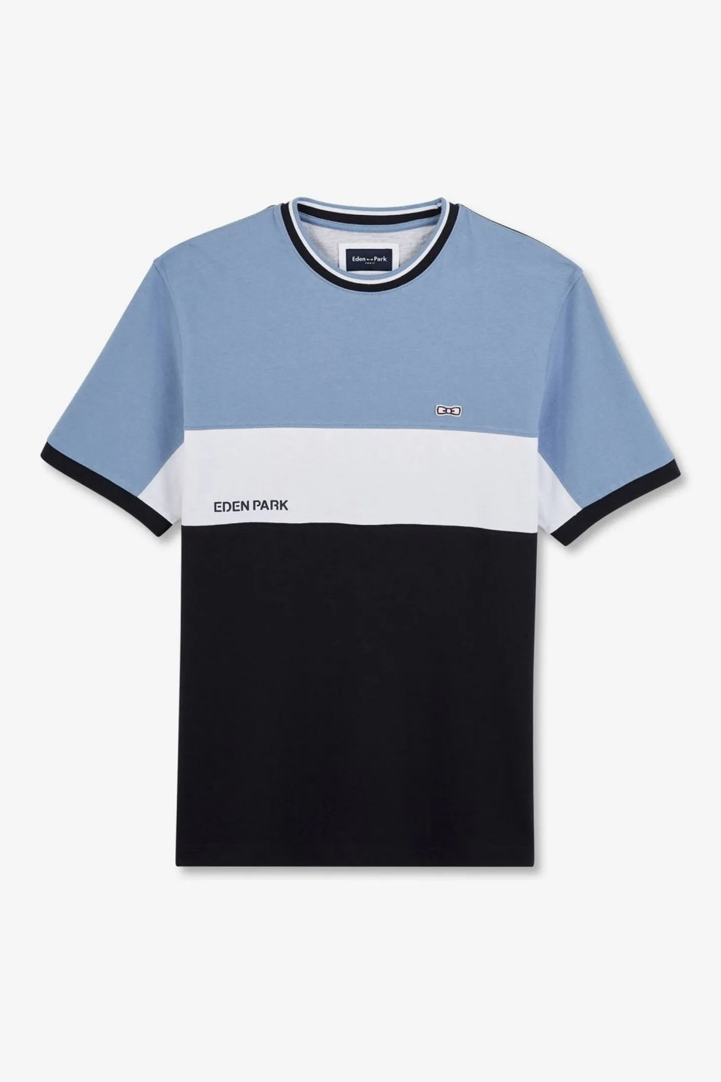T-Shirt Bleu Colorblock A Manches Courtes