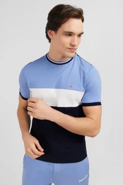 T-Shirt Bleu Colorblock A Manches Courtes