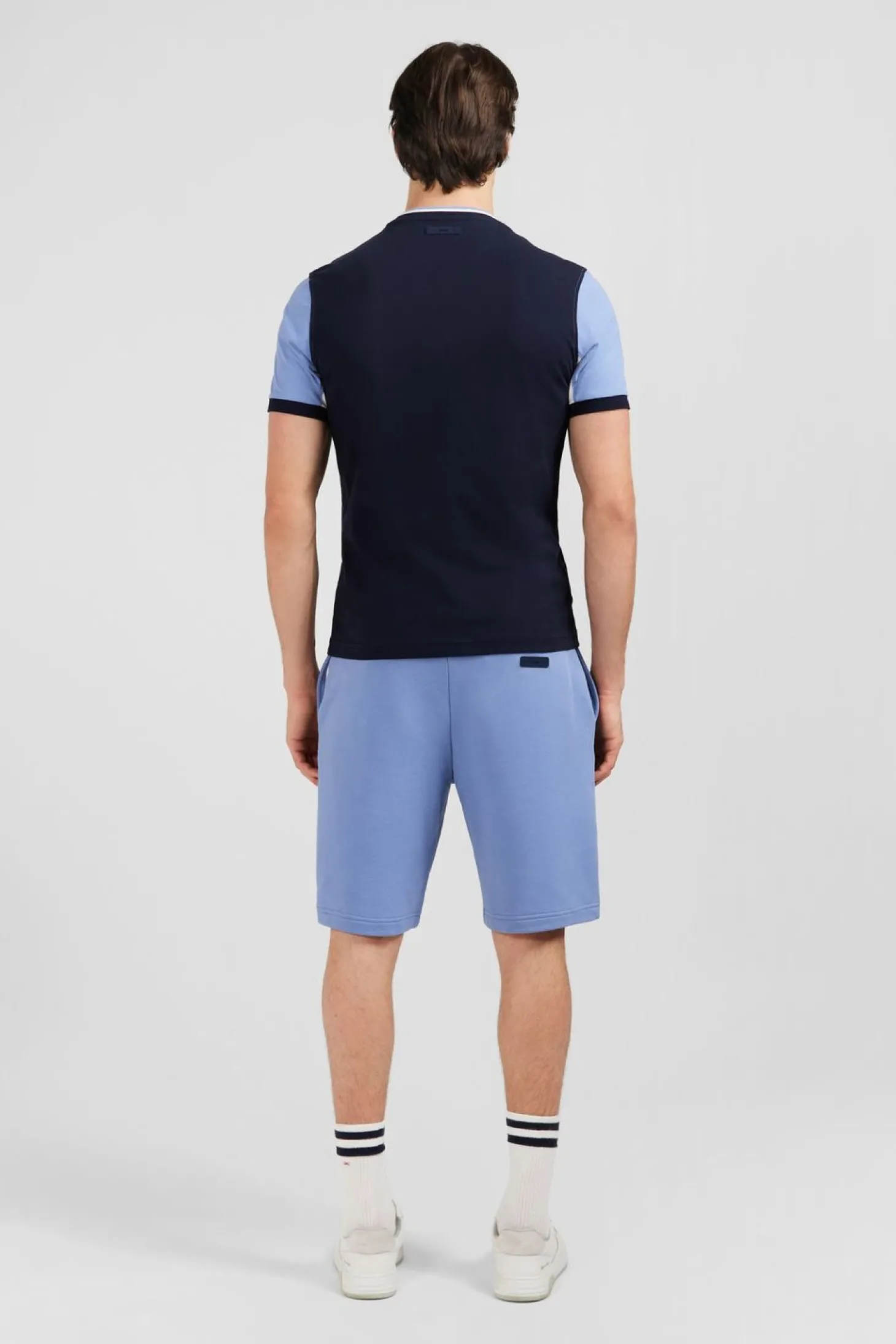 T-Shirt Bleu Colorblock A Manches Courtes