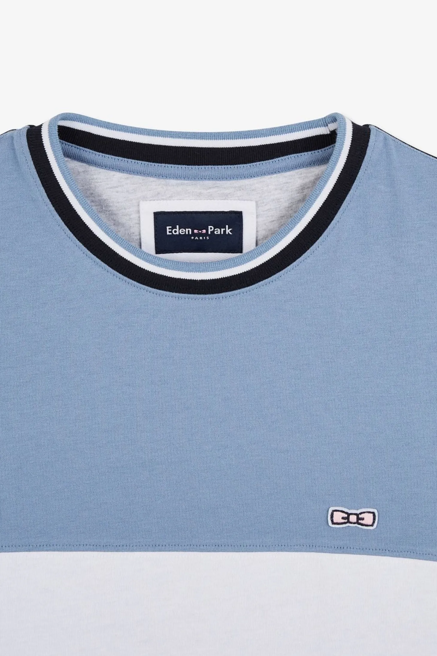 T-Shirt Bleu Colorblock A Manches Courtes