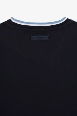 T-Shirt Bleu Colorblock A Manches Courtes