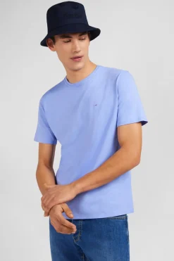 T-Shirt Bleu Col Rond A Manches Courtes