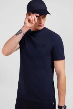 T-Shirt Bleu Fonce A Broderies