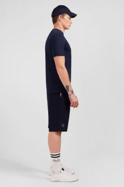 T-Shirt Bleu Fonce A Broderies