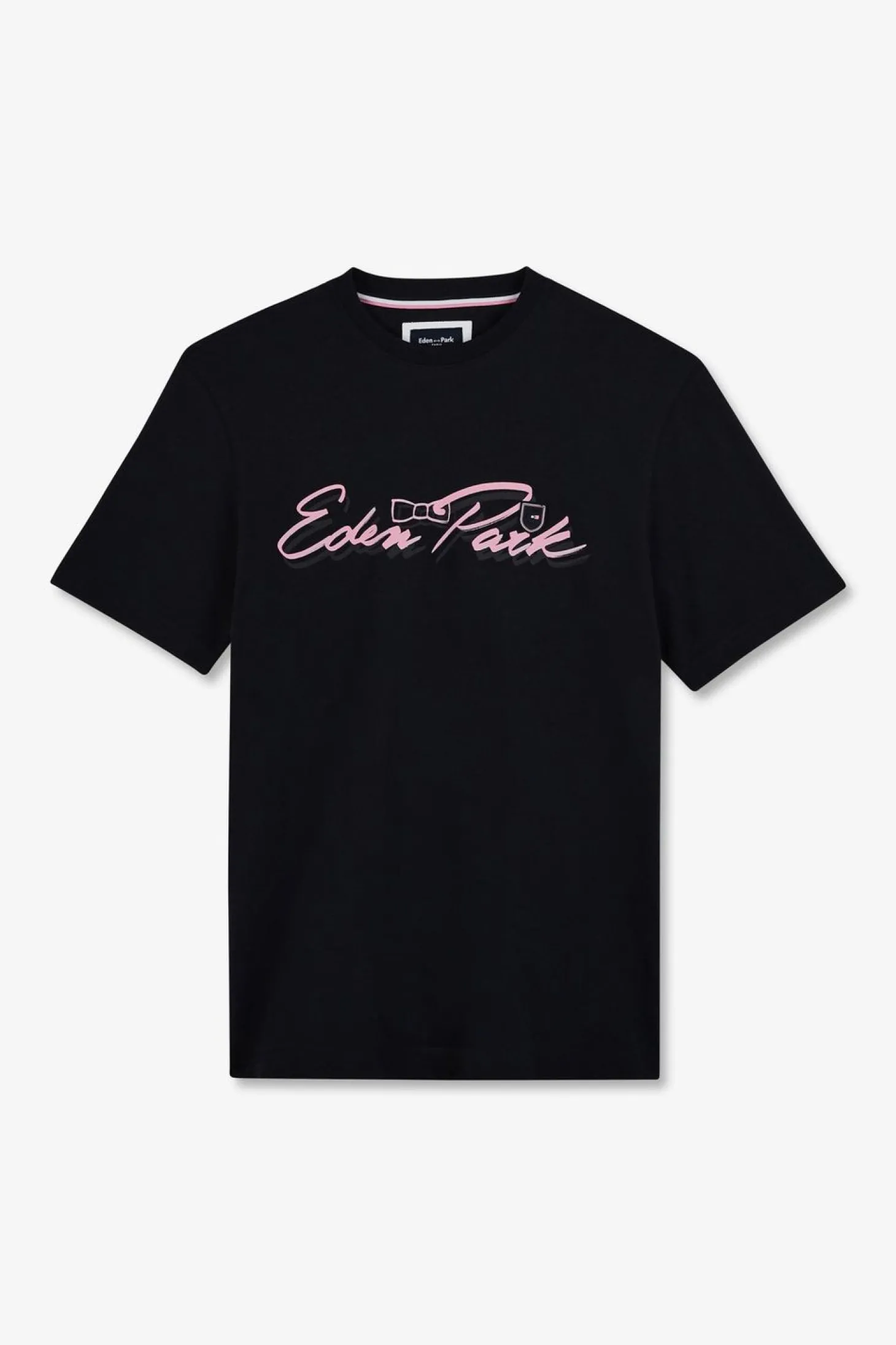 T-Shirt Bleu Fonce A Double Inscription Eden Park