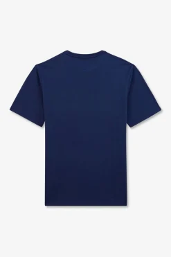 T-Shirt Bleu Fonce A Manches Courtes