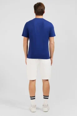 T-Shirt Bleu Fonce A Manches Courtes