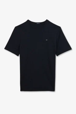 T-Shirt Bleu Fonce En Coton Flamme