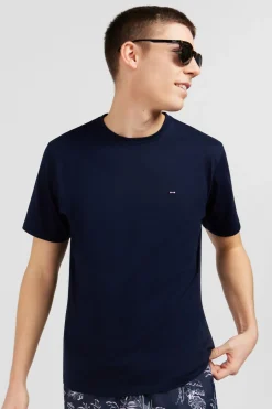 T-Shirt Bleu Fonce En Coton Flamme