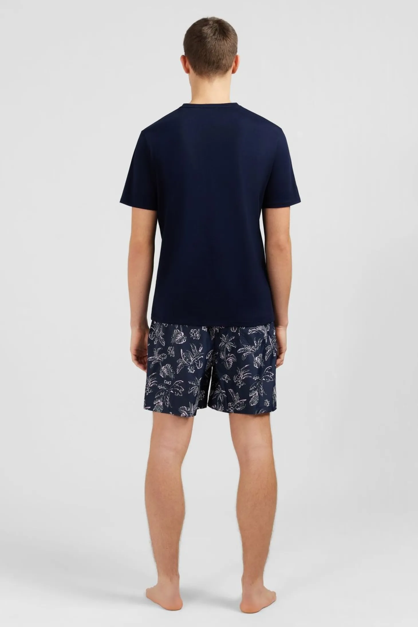T-Shirt Bleu Fonce En Coton Flamme
