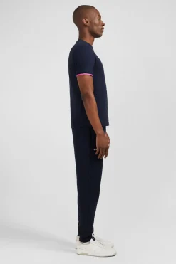 T-Shirt Bleu Marine A Broderie Eden Park Bicolore