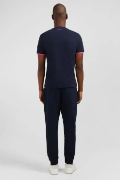 T-Shirt Bleu Marine A Broderie Eden Park Bicolore