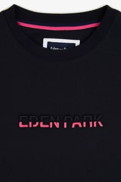 T-Shirt Bleu Marine A Broderie Eden Park Bicolore