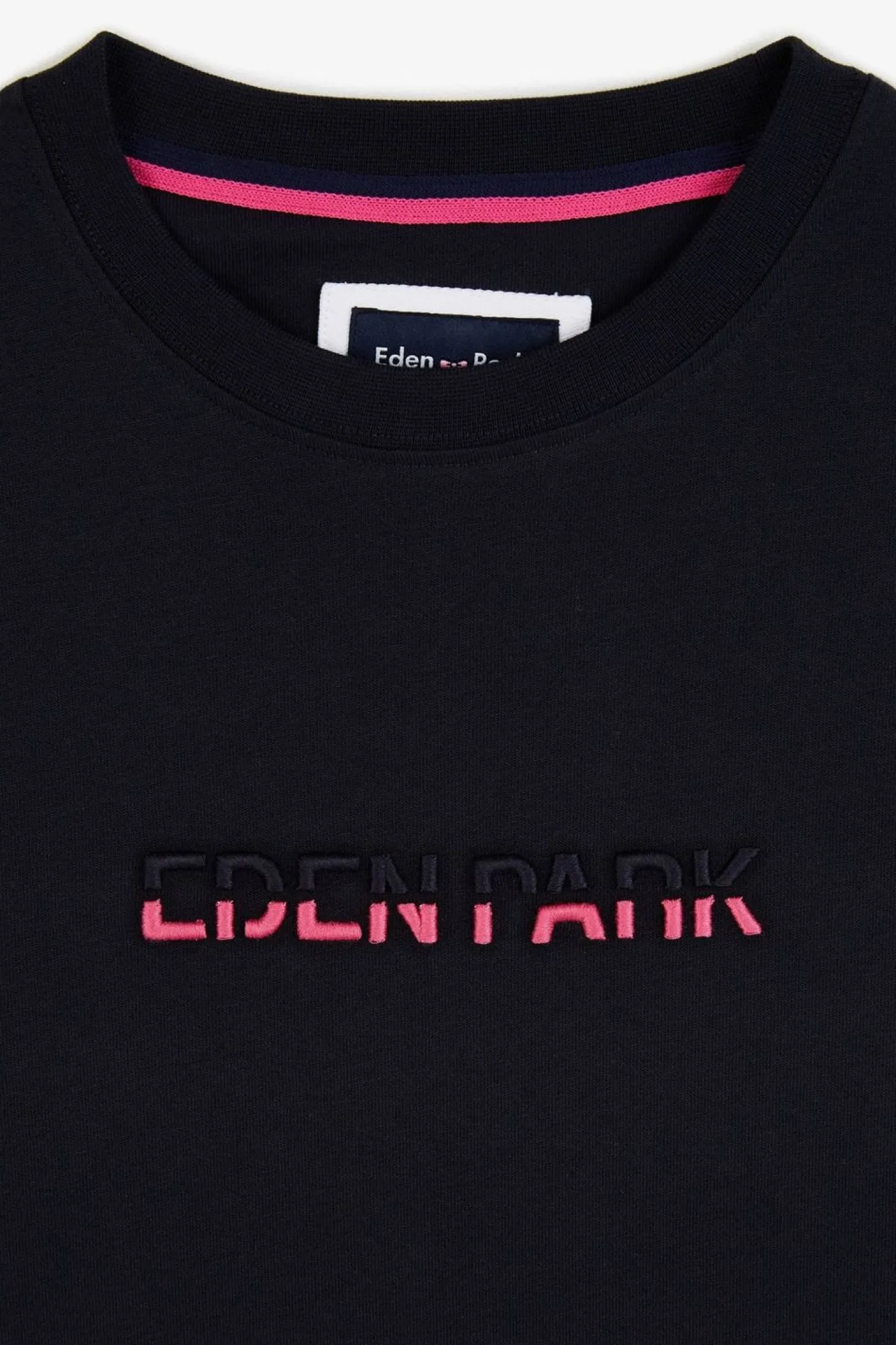 T-Shirt Bleu Marine A Broderie Eden Park Bicolore
