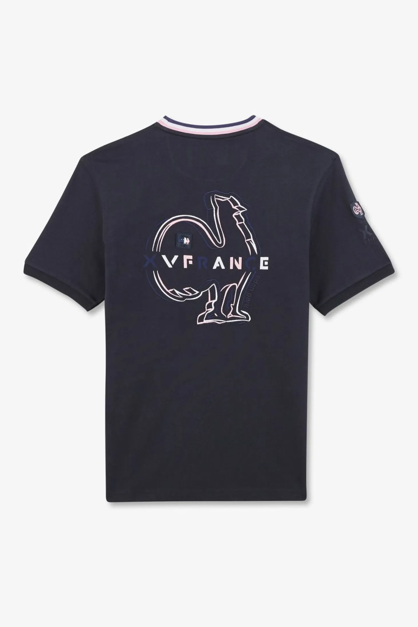 T-Shirt Bleu Marine A Coq Xv De France Au Dos
